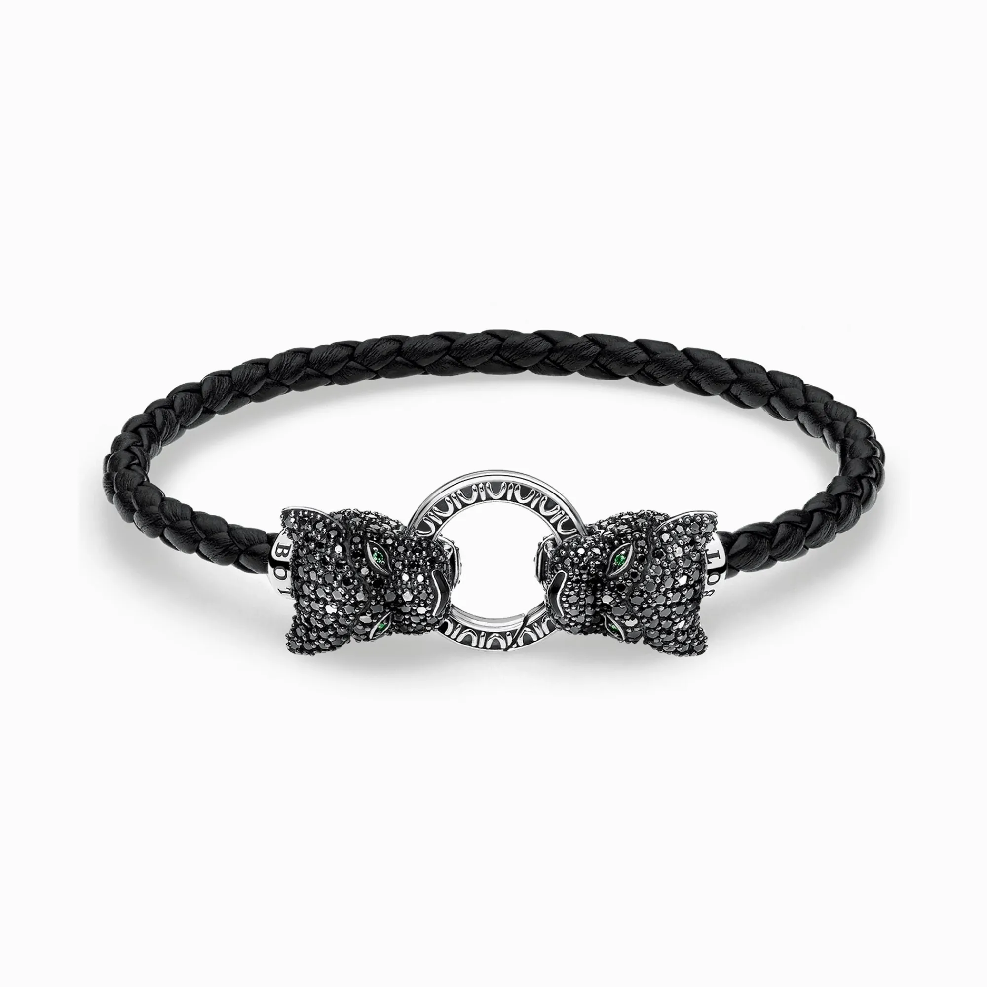 Women THOMAS SABO Bracelets|Bracelets-Leather strap Black Cat