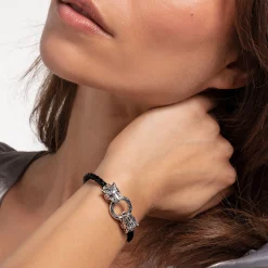 Women THOMAS SABO Bracelets|925 Silver-Leather strap tiger