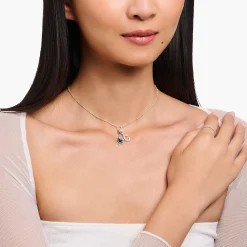 Women THOMAS SABO Charm Necklaces|Charm Necklaces-Member Charm necklace with round pendant and little balls silver