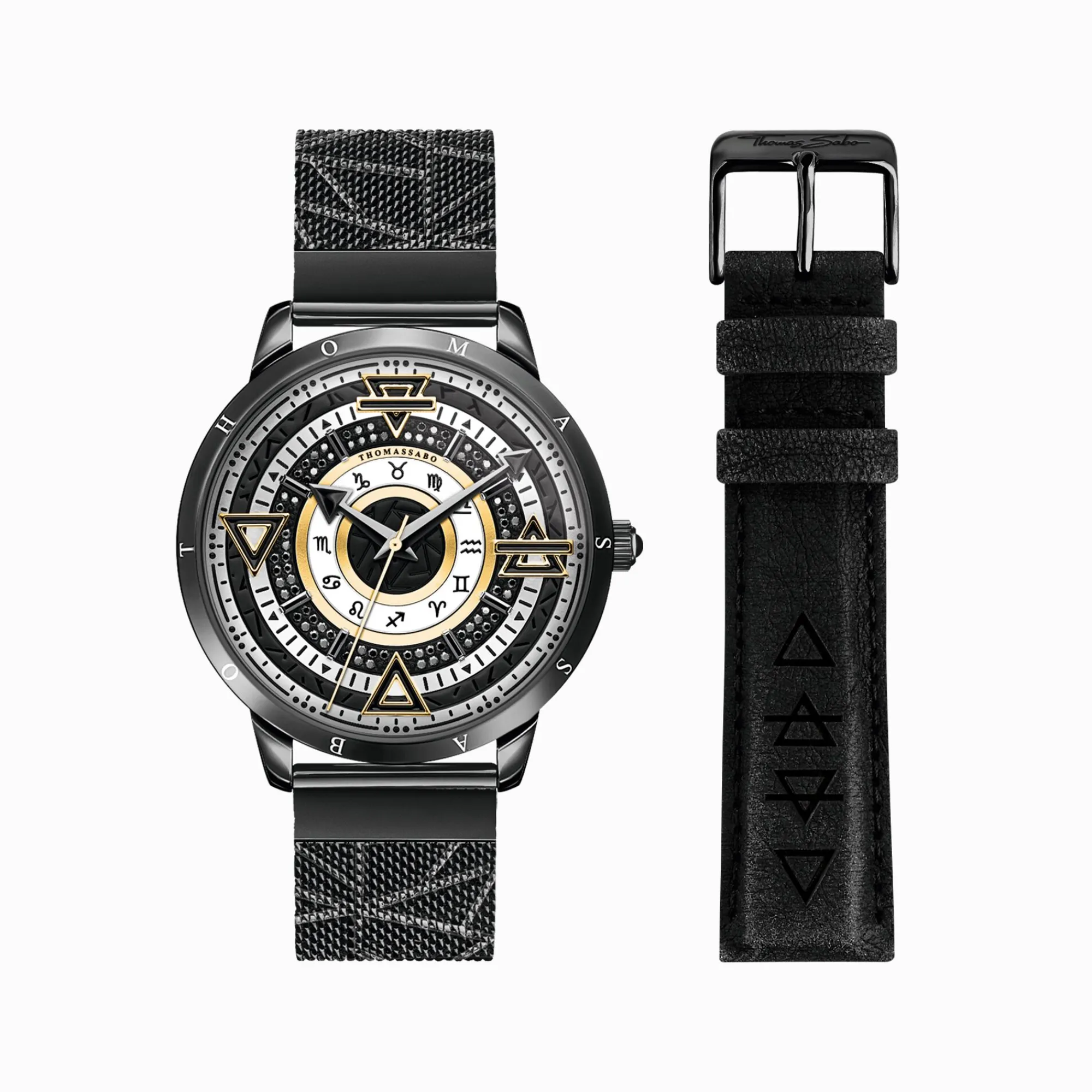 THOMAS SABO Watches|Watches-Men’s watch Elements of Nature with black stones two-tone