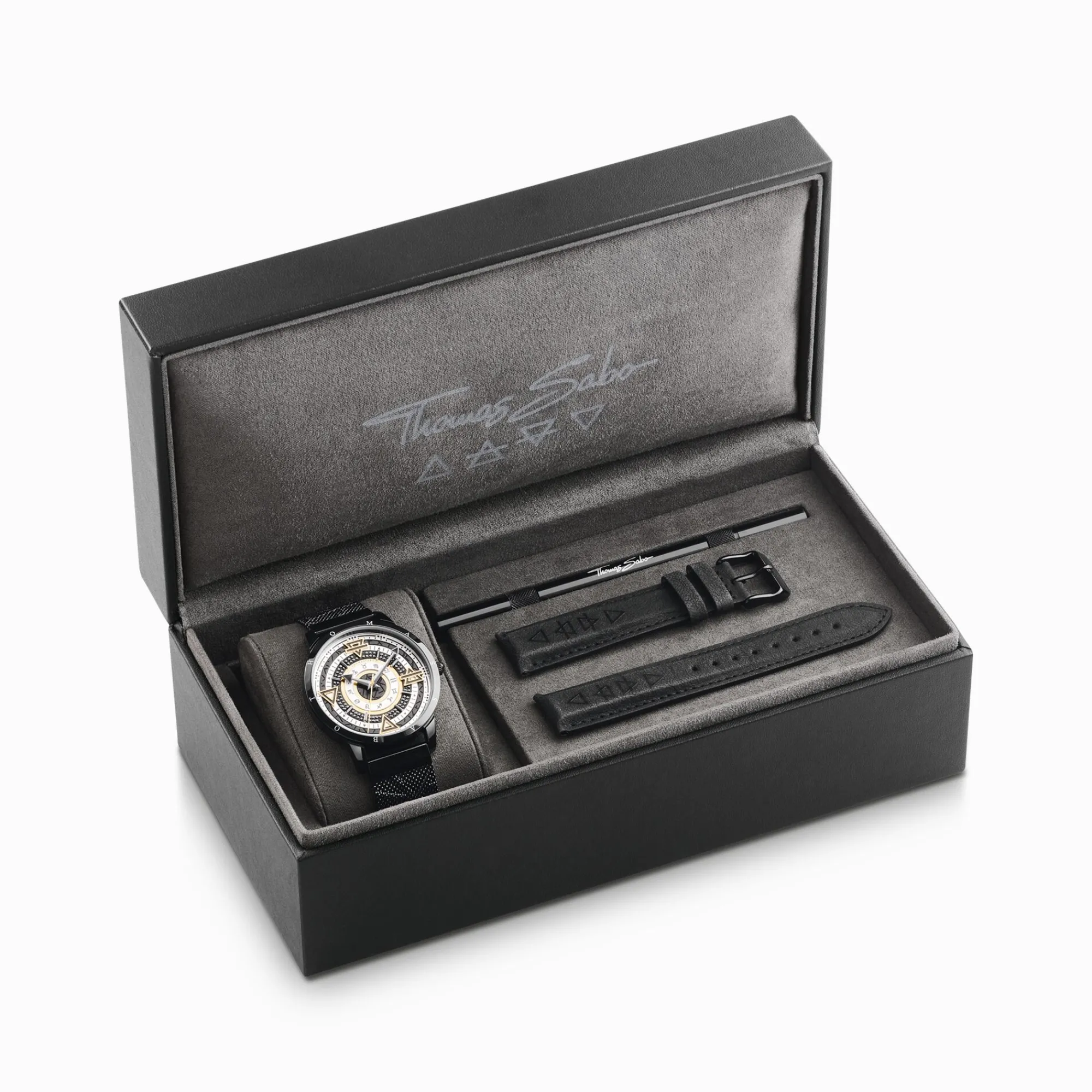 THOMAS SABO Watches|Watches-Men’s watch Elements of Nature with black stones two-tone