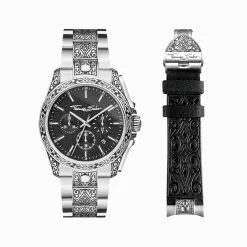 THOMAS SABO Watches|Watches-Men’s watch Rebel at Heart skull silver black