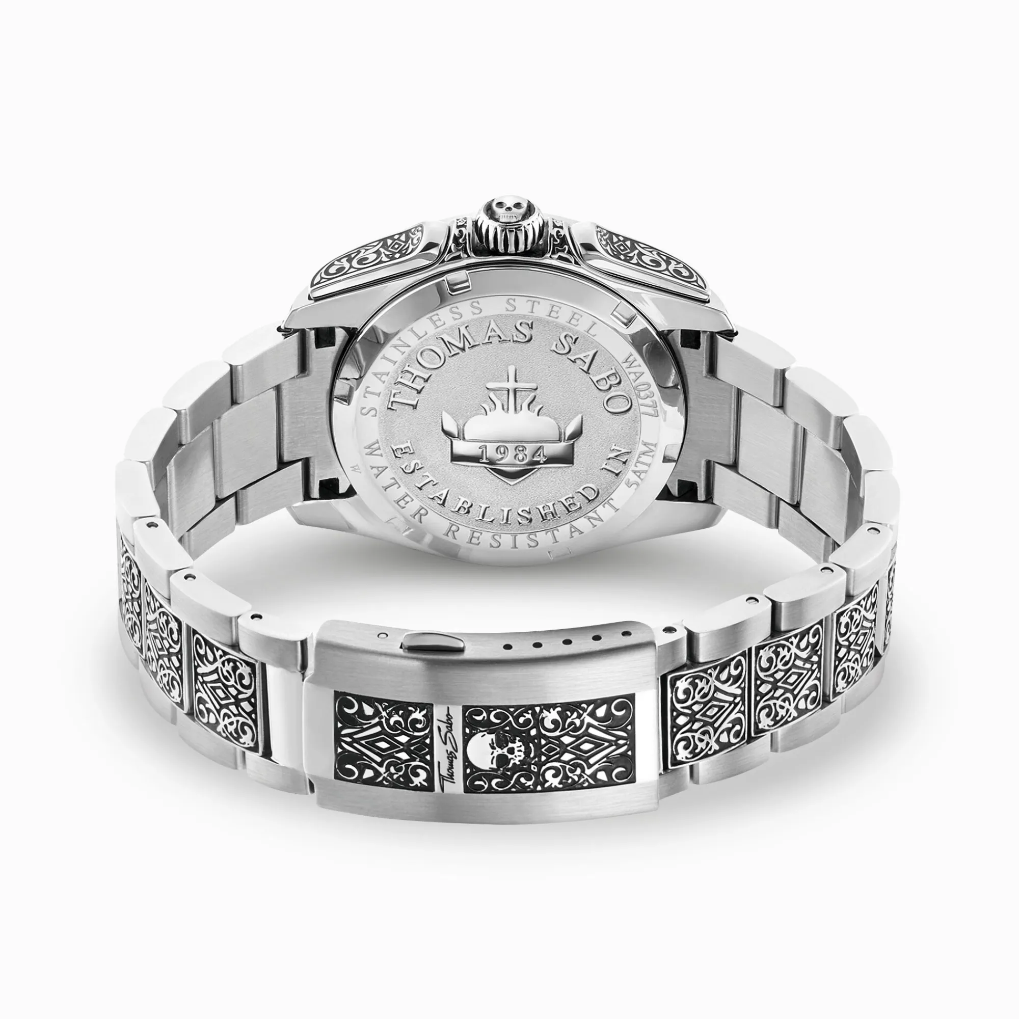 THOMAS SABO Watches|Watches-Men’s watch Rebel at Heart skull silver black