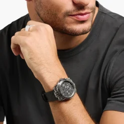 THOMAS SABO Watches|Watches-Men’s watch Rebel at Heart skull silver black