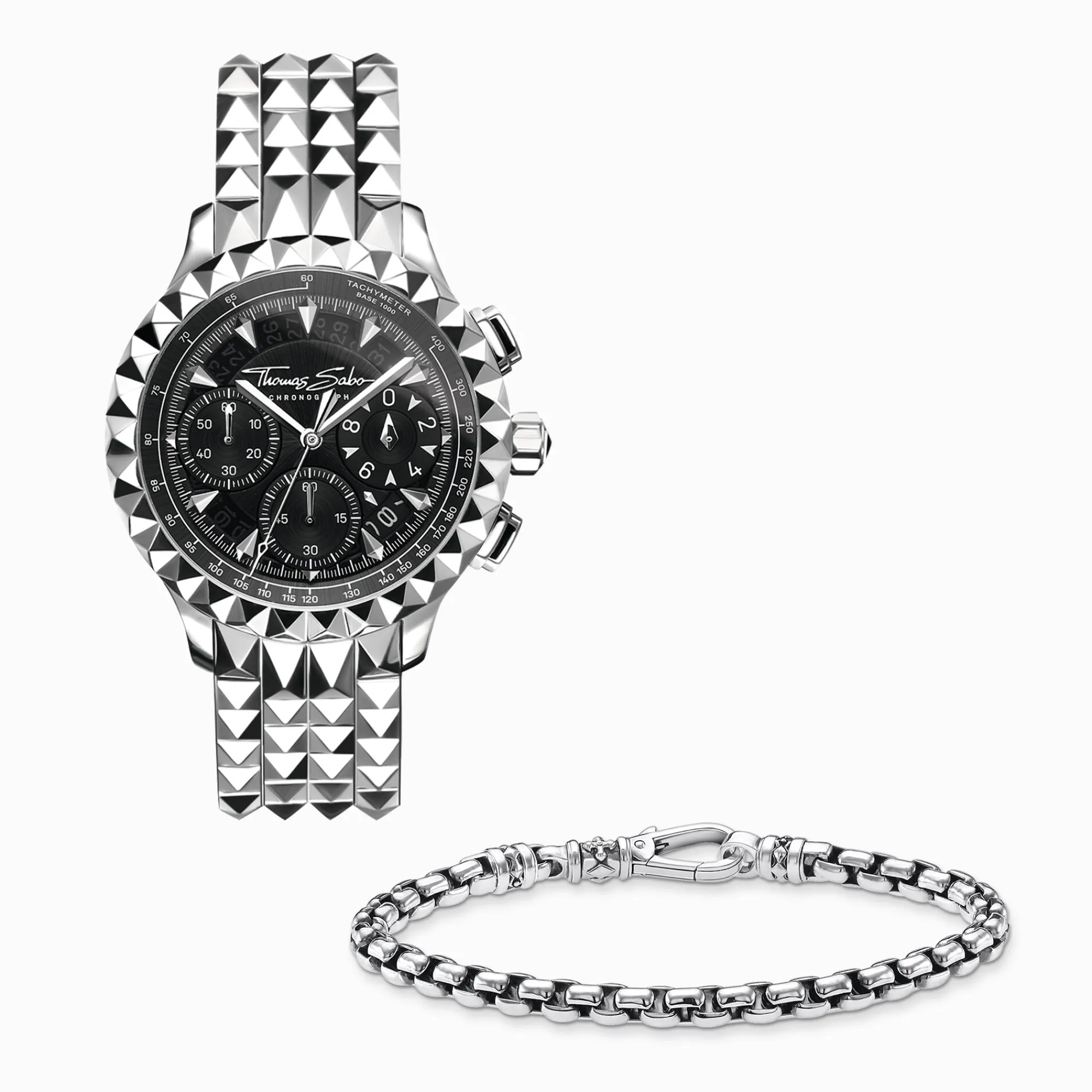 THOMAS SABO Watches|Watches-Men’s watch Rebel at Heart Chronograph silver black