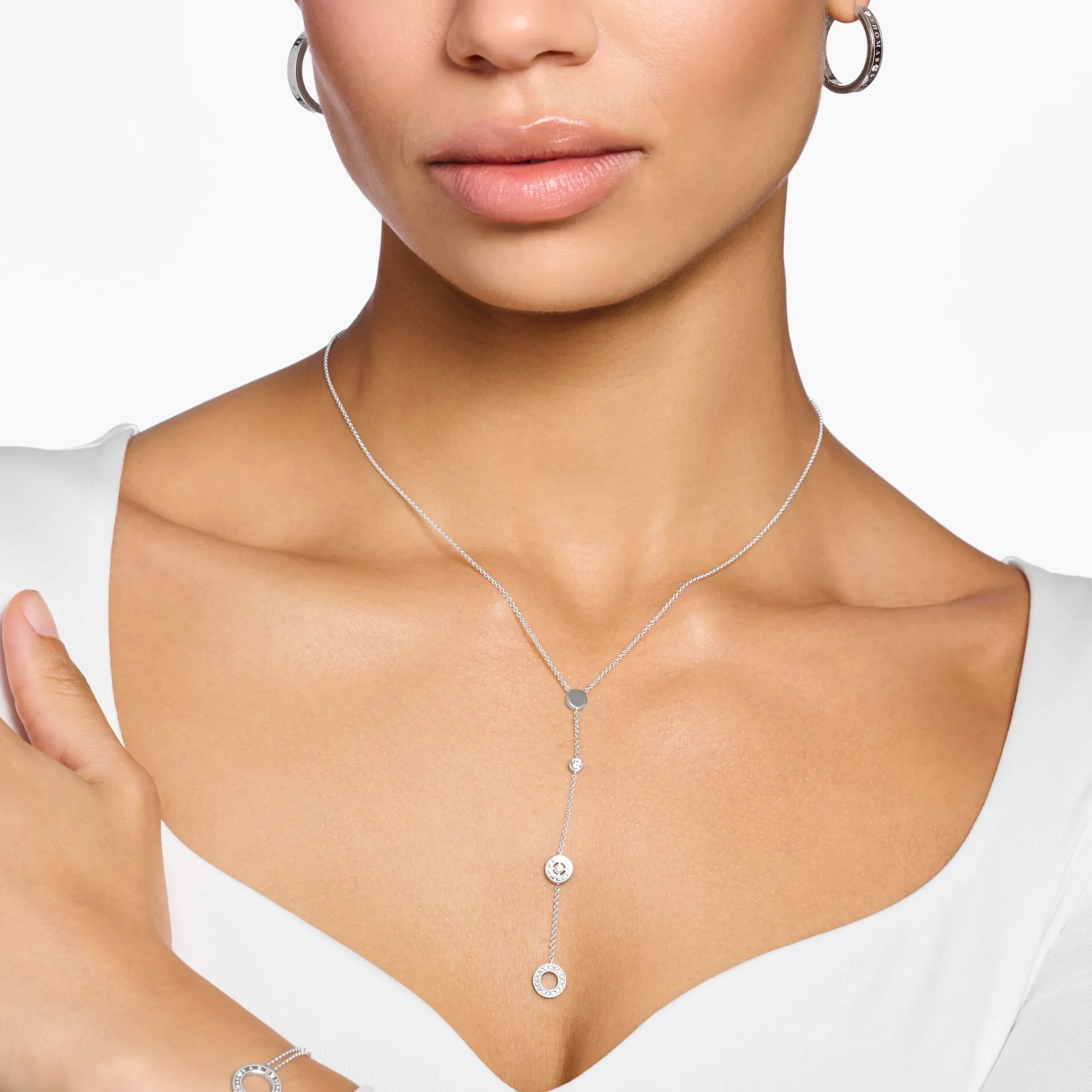 Women THOMAS SABO Necklaces-Necklace circles with white stones silver