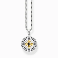 Women THOMAS SABO Necklaces|18-Carat Gold-Plating - 925 Silver-Necklace cross black stones gold