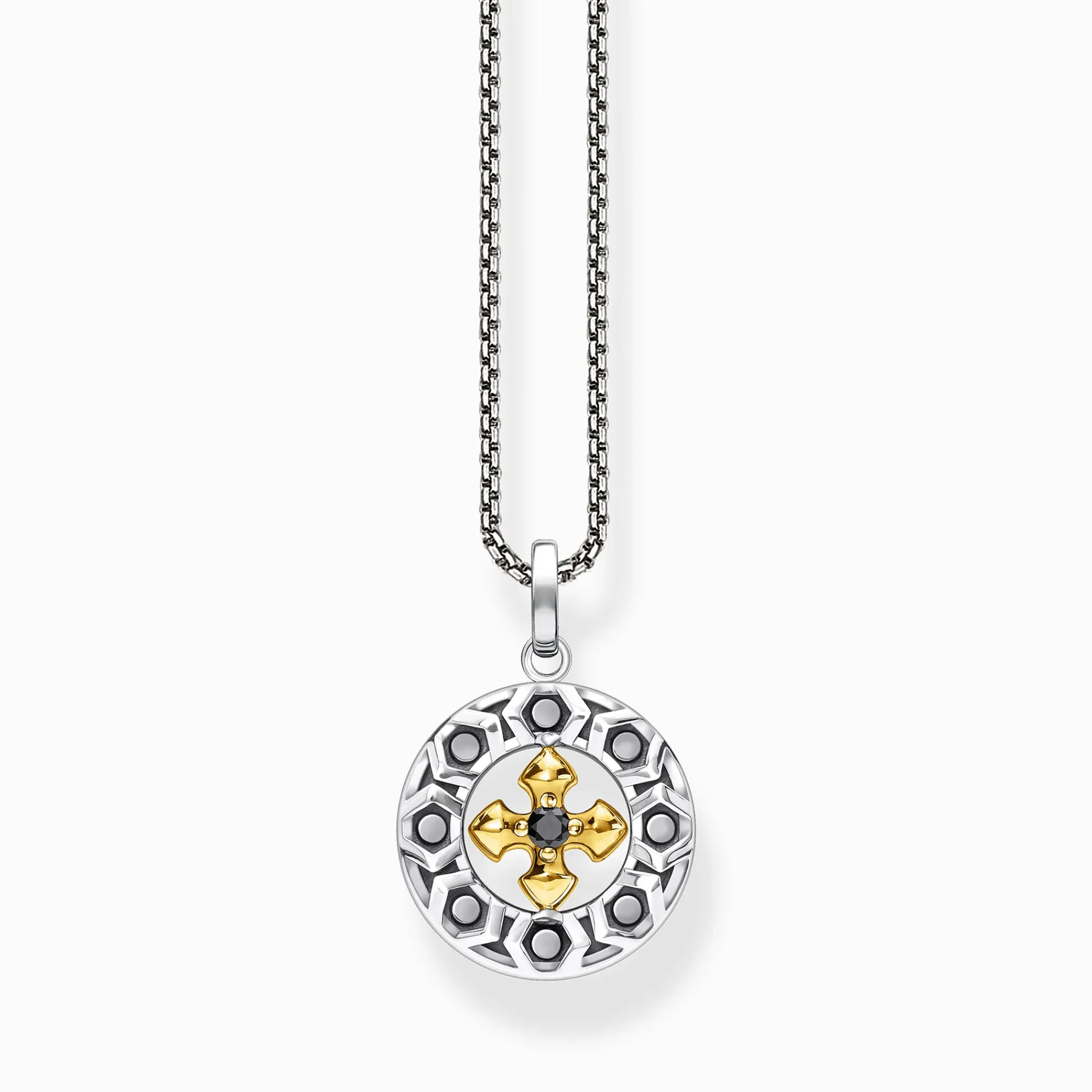 Women THOMAS SABO Necklaces|18-Carat Gold-Plating - 925 Silver-Necklace cross black stones gold