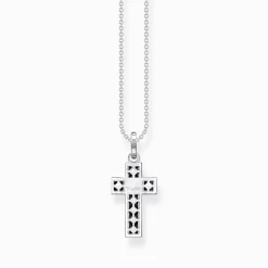 Women THOMAS SABO Necklaces-Necklace cross with black stones silver