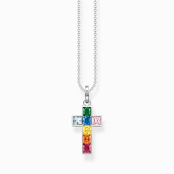 Women THOMAS SABO Necklaces-Necklace cross with colourful stones silver