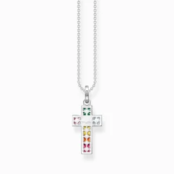Women THOMAS SABO Necklaces-Necklace cross with colourful stones silver