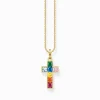 Women THOMAS SABO Necklaces-Necklace cross with colourful stones gold plated