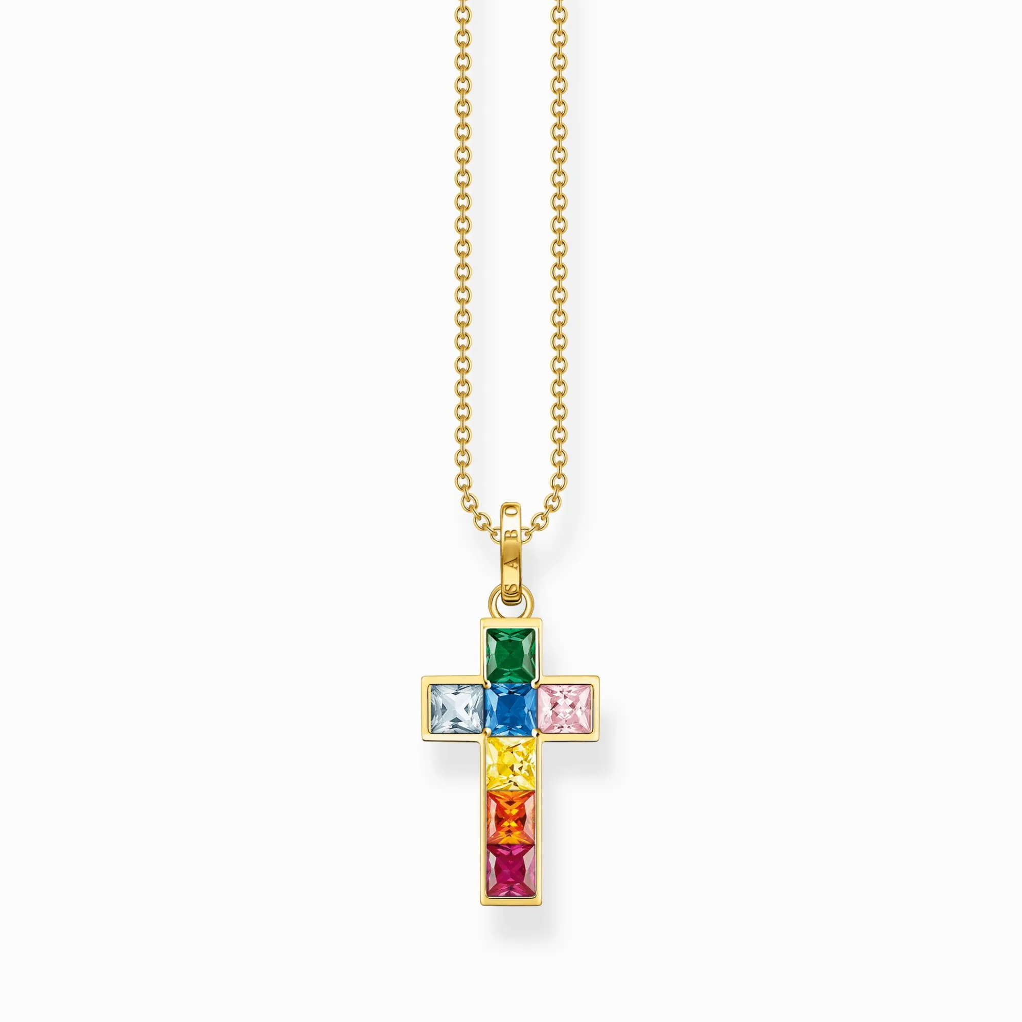 Women THOMAS SABO Necklaces-Necklace cross with colourful stones gold plated