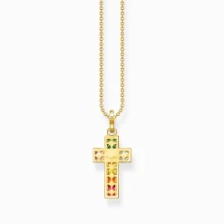 Women THOMAS SABO Necklaces-Necklace cross with colourful stones gold plated