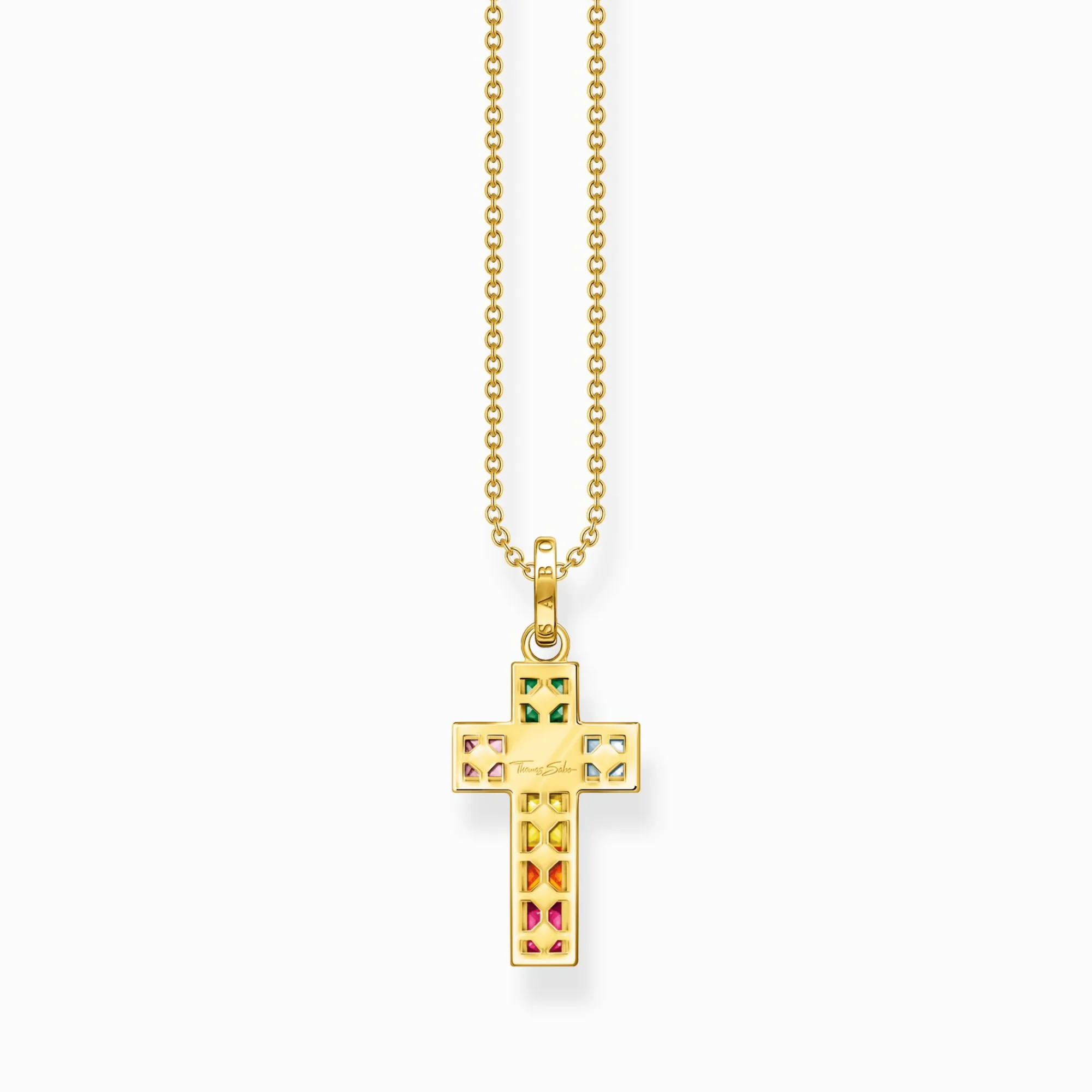 Women THOMAS SABO Necklaces-Necklace cross with colourful stones gold plated