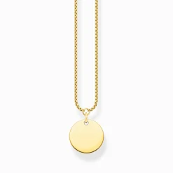 Women THOMAS SABO Necklaces|18-Carat Gold-Plating - 925 Silver-Necklace disc gold