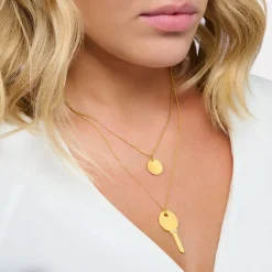 Women THOMAS SABO Necklaces|18-Carat Gold-Plating - 925 Silver-Necklace disc gold