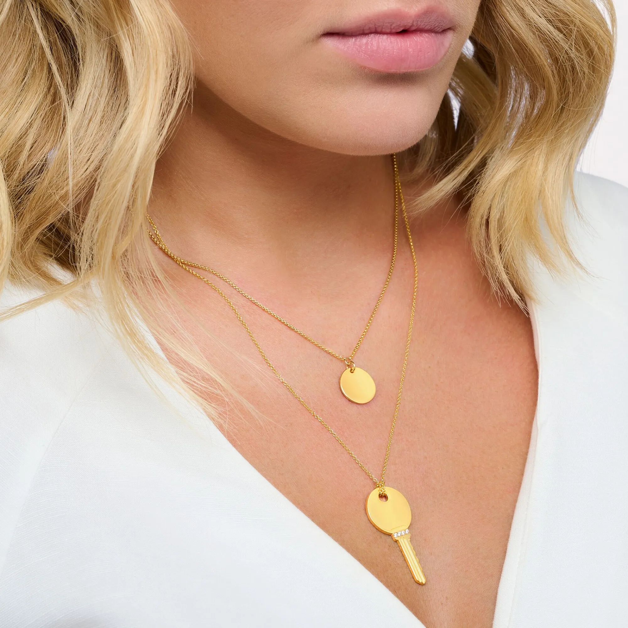 Women THOMAS SABO Necklaces|18-Carat Gold-Plating - 925 Silver-Necklace disc gold
