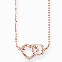 Women THOMAS SABO Necklaces|18-Carat Rose Gold Plating - 925 Silver-Necklace heart Together Forever