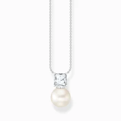 Women THOMAS SABO Necklaces-Necklace pearl with white stone silver