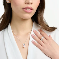 Women THOMAS SABO Necklaces-Necklace pearl with white stone silver