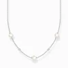Women THOMAS SABO Necklaces|925 Silver-Necklace pearls with white stones silver