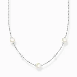 Women THOMAS SABO Necklaces|925 Silver-Necklace pearls with white stones silver