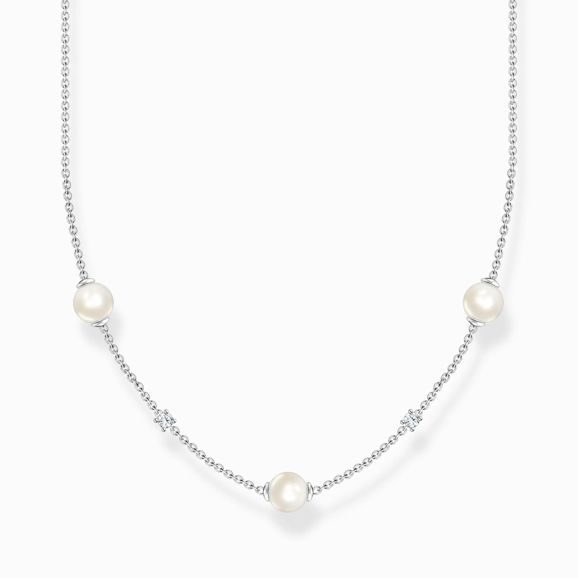 Women THOMAS SABO Necklaces|925 Silver-Necklace pearls with white stones silver