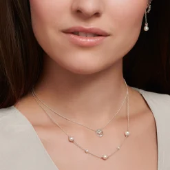 Women THOMAS SABO Necklaces|925 Silver-Necklace pearls with white stones silver
