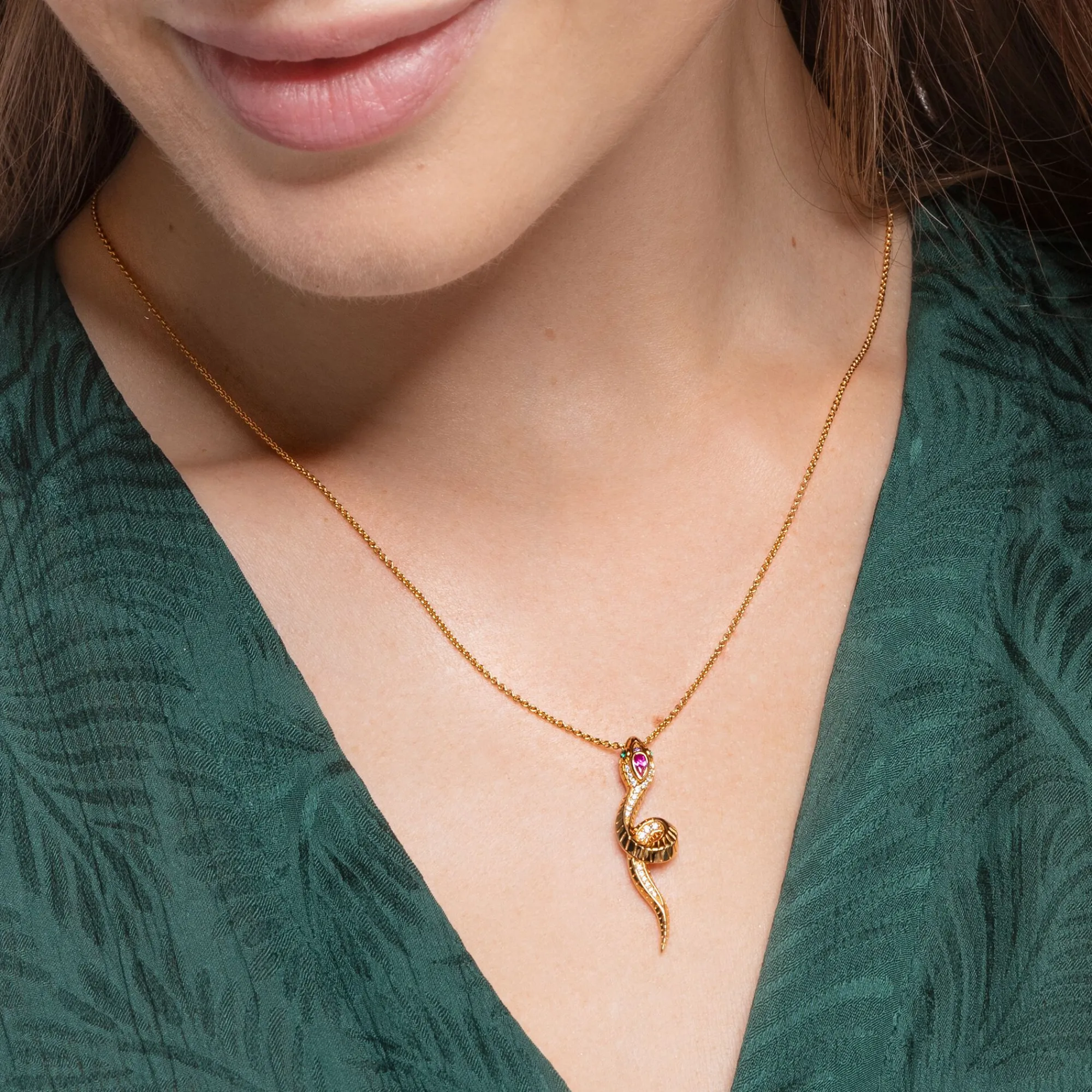 Women THOMAS SABO Necklaces|18-Carat Gold-Plating - 925 Silver-Necklace snake gold