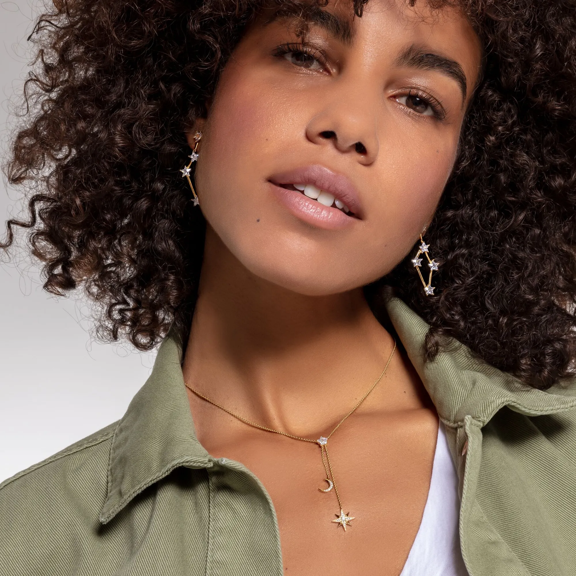 Women THOMAS SABO Necklaces|18-Carat Gold-Plating - 925 Silver-Necklace star and moon gold