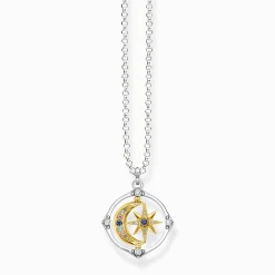 Women THOMAS SABO Necklaces|18-Carat Gold-Plating - 925 Silver-Necklace star and moon gold