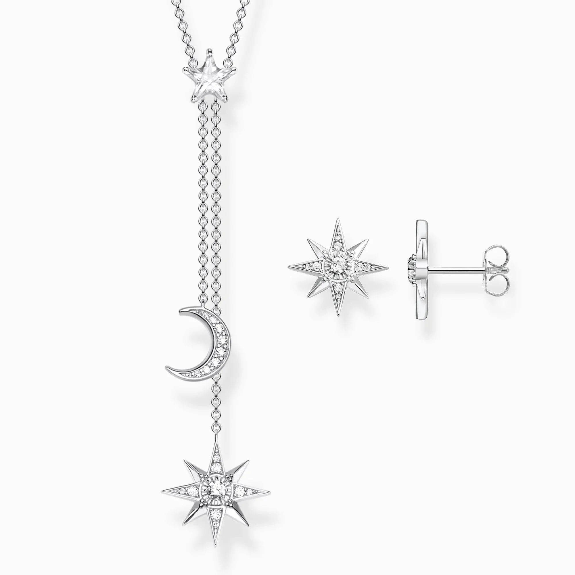 Women THOMAS SABO Necklaces-Necklace star and moon silver