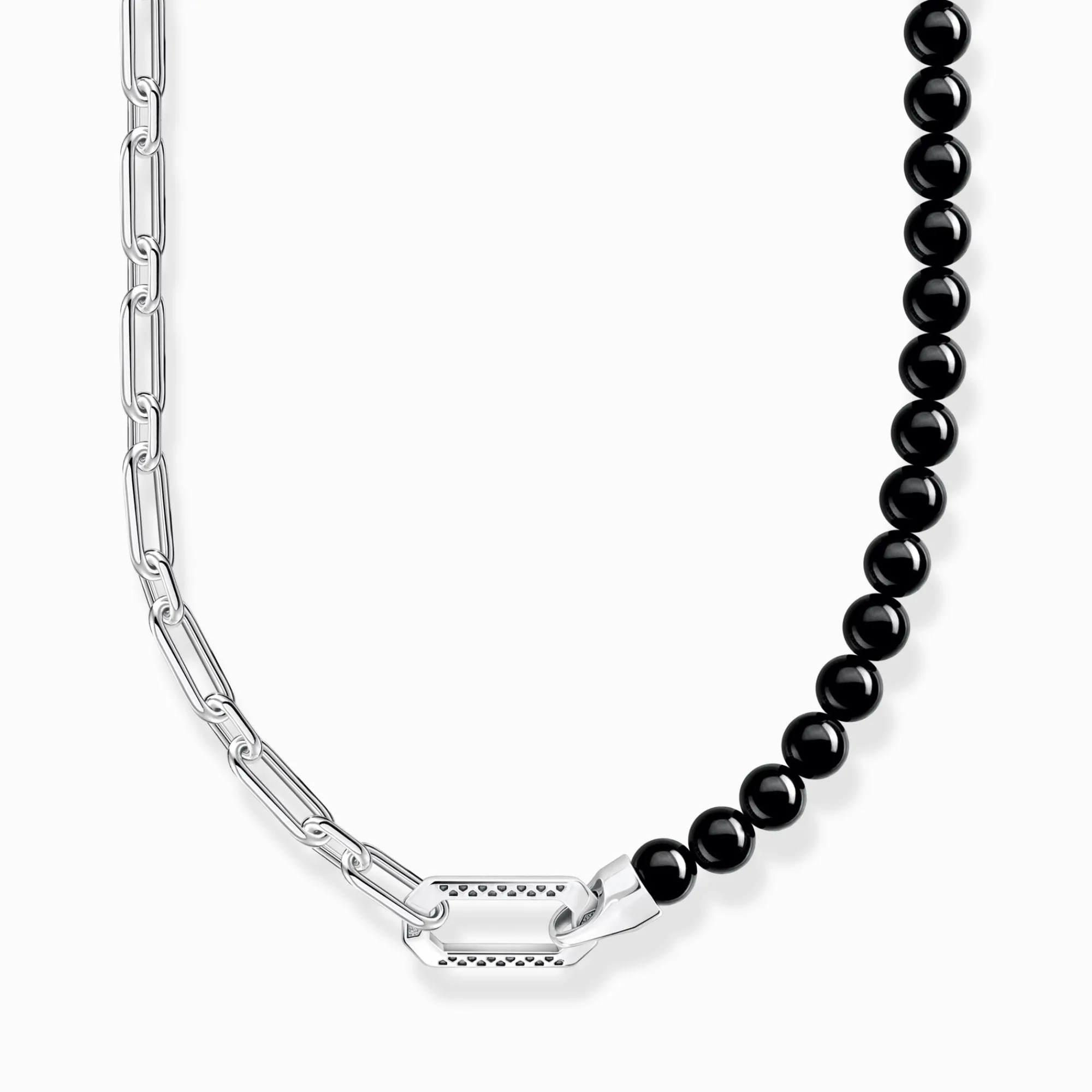 Women THOMAS SABO Necklaces|Necklaces & Chains-Necklace with black onyx beads and chain links silver