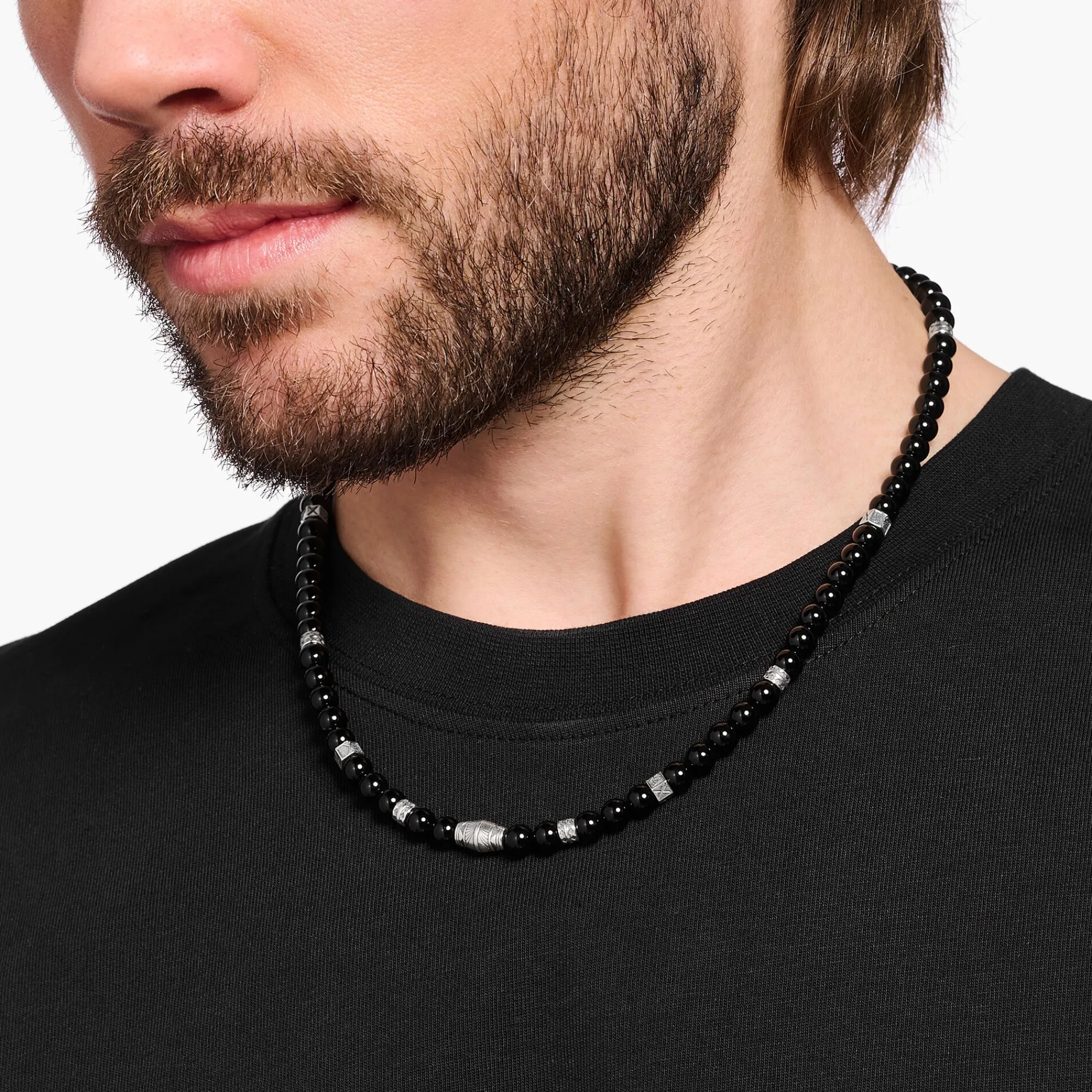 Women THOMAS SABO Necklaces|Necklaces & Chains-Necklace with black onyx beads silver