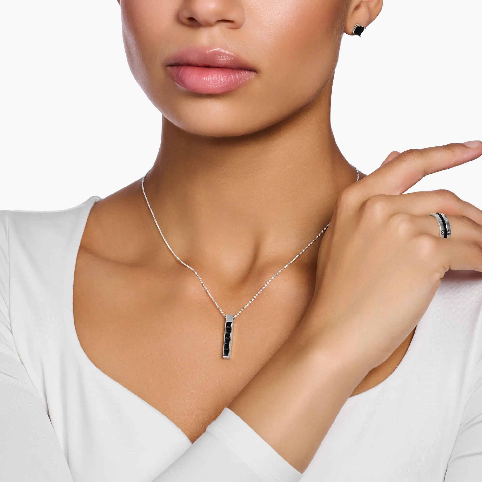 Women THOMAS SABO Necklaces-Necklace with black stones silver