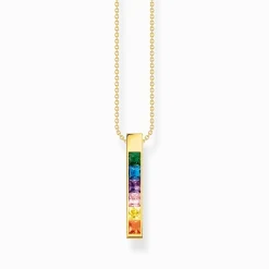 Women THOMAS SABO Necklaces|18-Carat Gold-Plating - 925 Silver-Necklace with colourful stones gold plated
