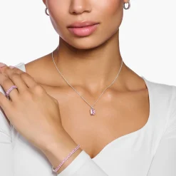 Women THOMAS SABO Necklaces|925 Silver-Necklace with pink stone silver