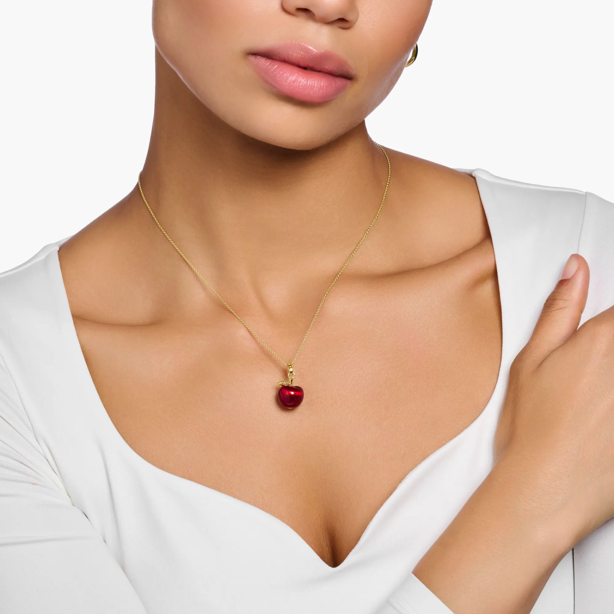Women THOMAS SABO Necklaces-Necklace with red apple gold plated
