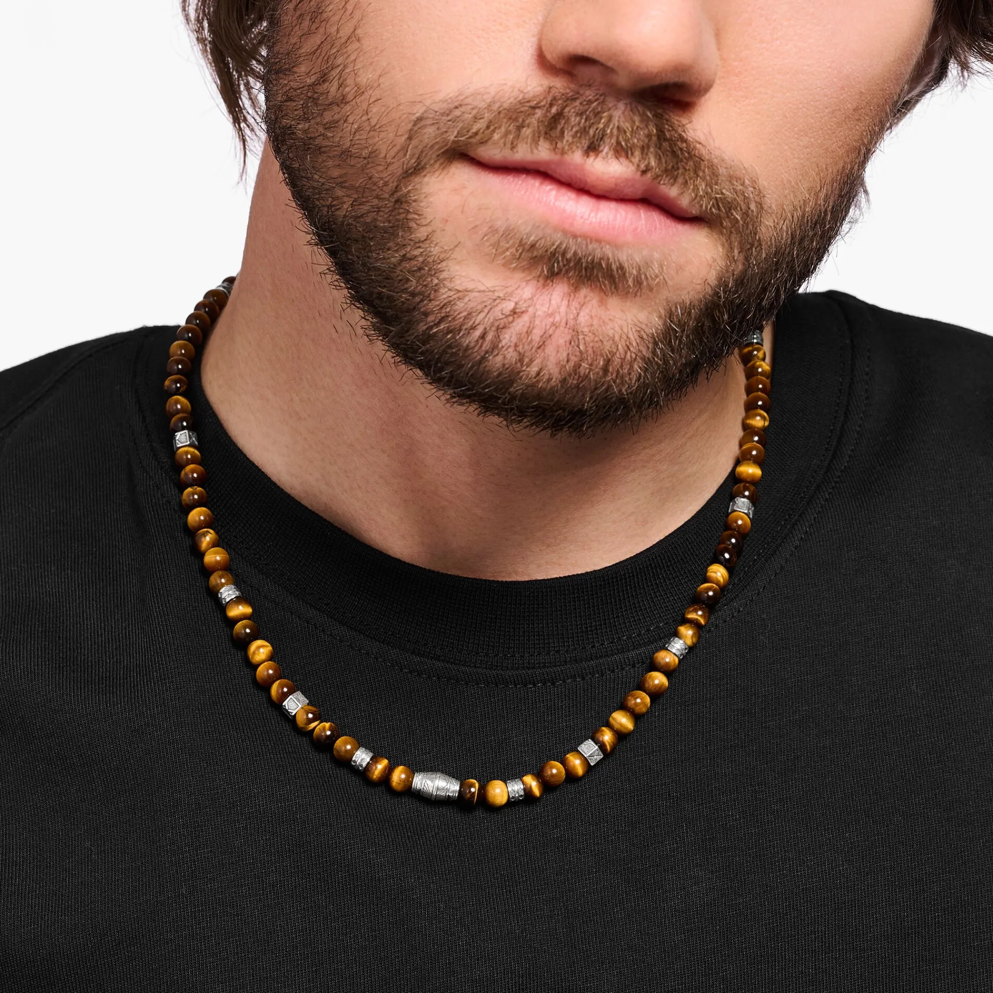 THOMAS SABO Necklaces & Chains|925 Silver-Necklace with tiger's eye beads silver