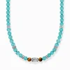 Women THOMAS SABO Necklaces|Necklaces & Chains-Necklace with turquoise beads and tiger's eye beads silver