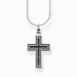Women THOMAS SABO Pendants|Pendants-Pendant black cross pavé