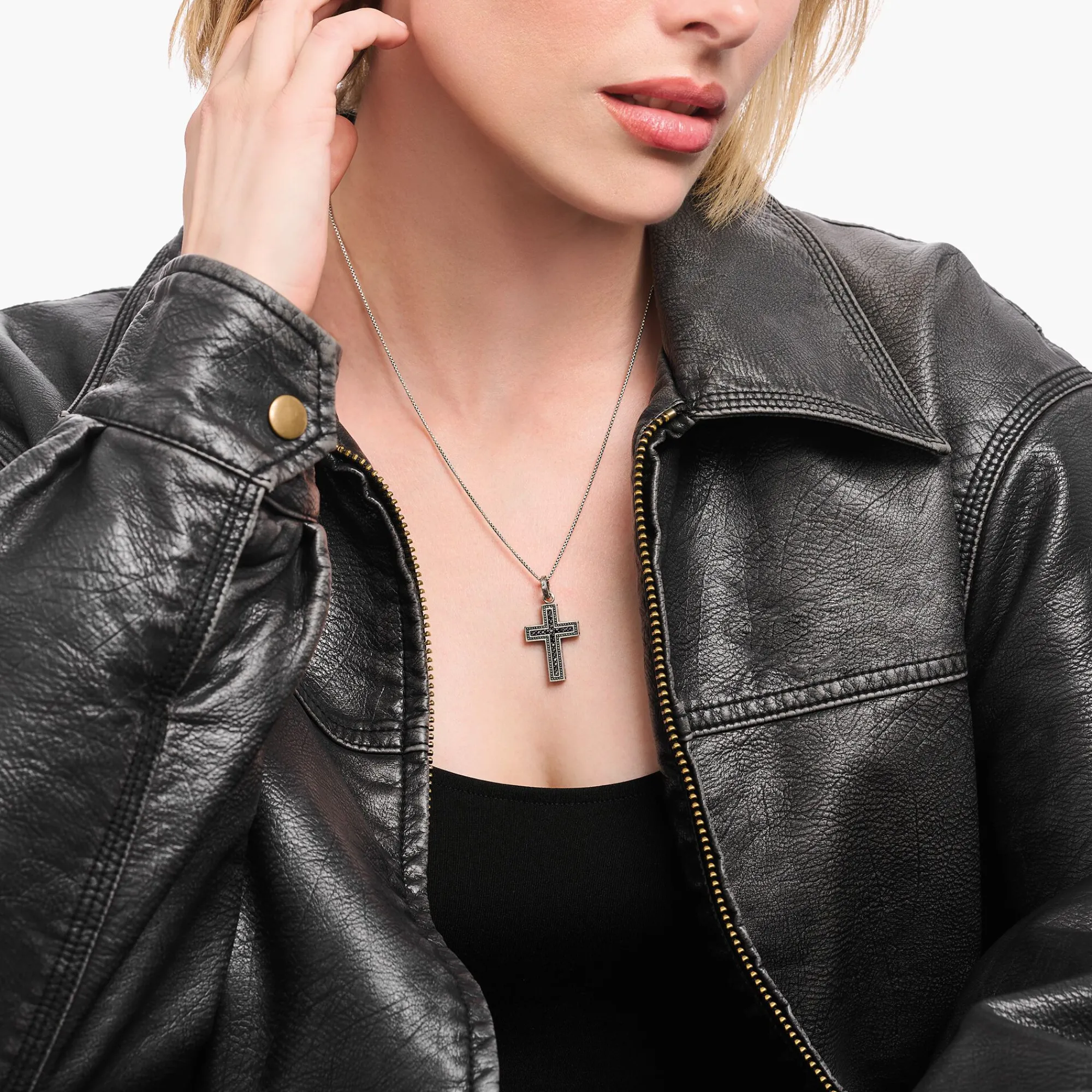 Women THOMAS SABO Pendants|Pendants-Pendant black cross pavé