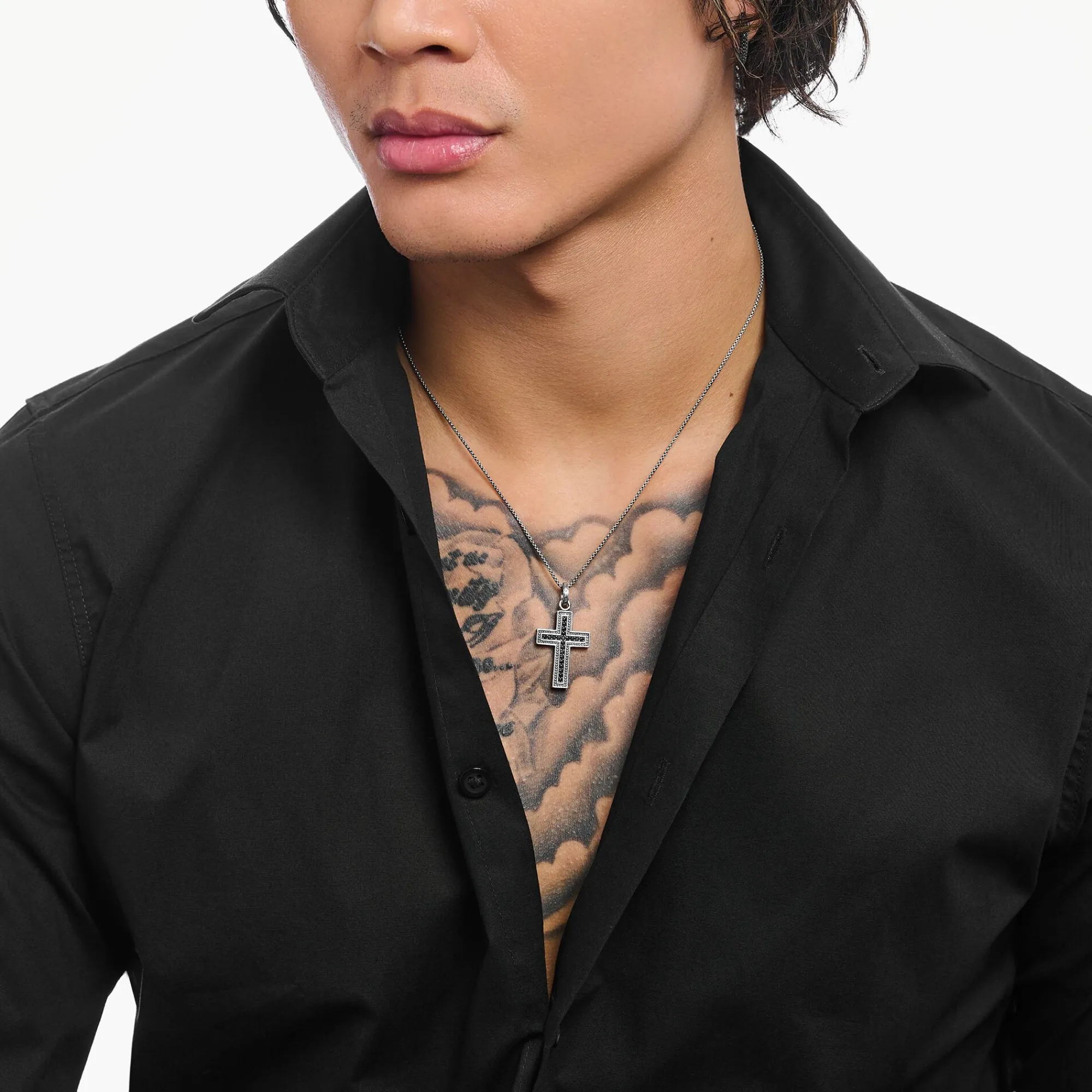 Women THOMAS SABO Pendants|Pendants-Pendant black cross pavé