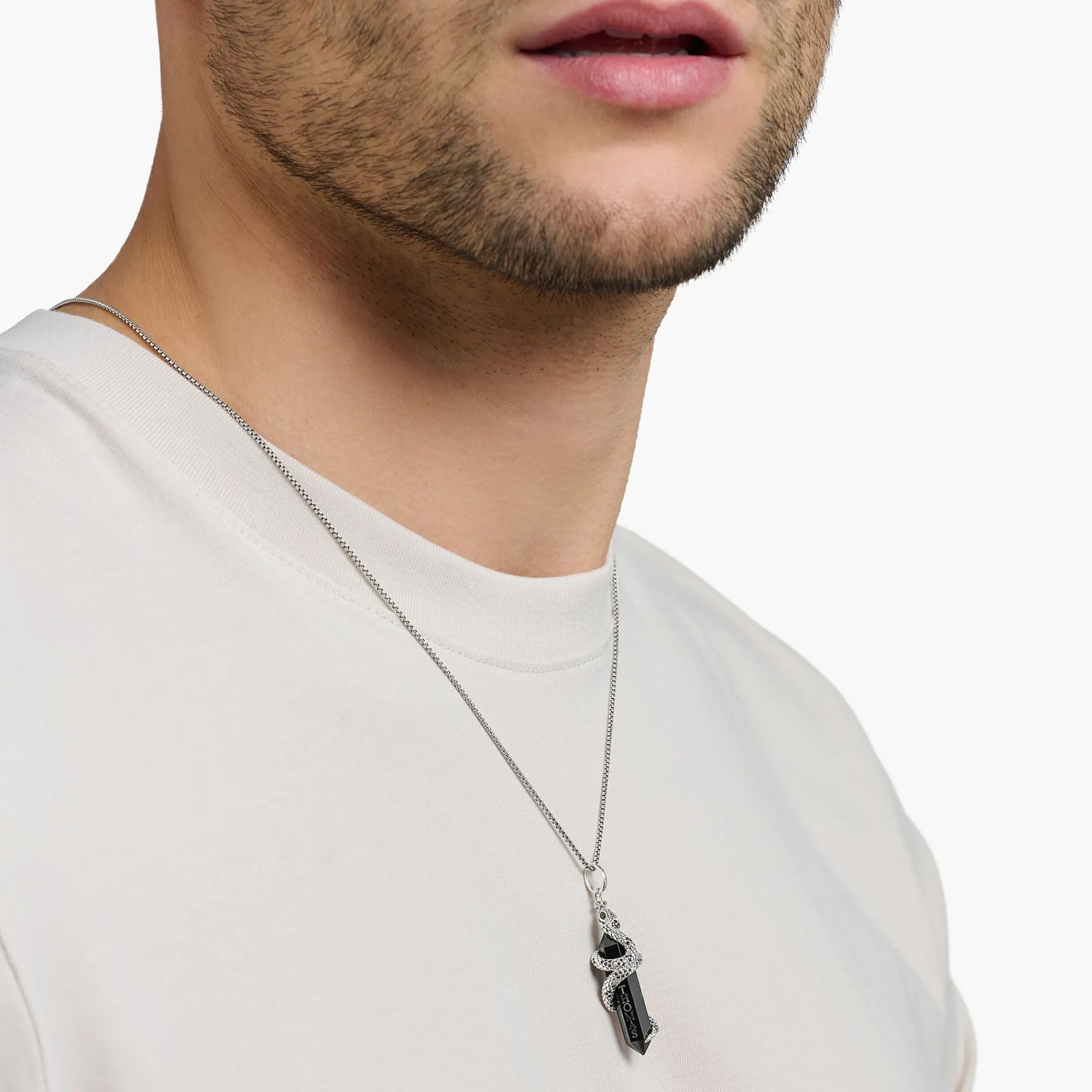 Women THOMAS SABO Pendants|Pendants-Pendant blackened onyx with snake