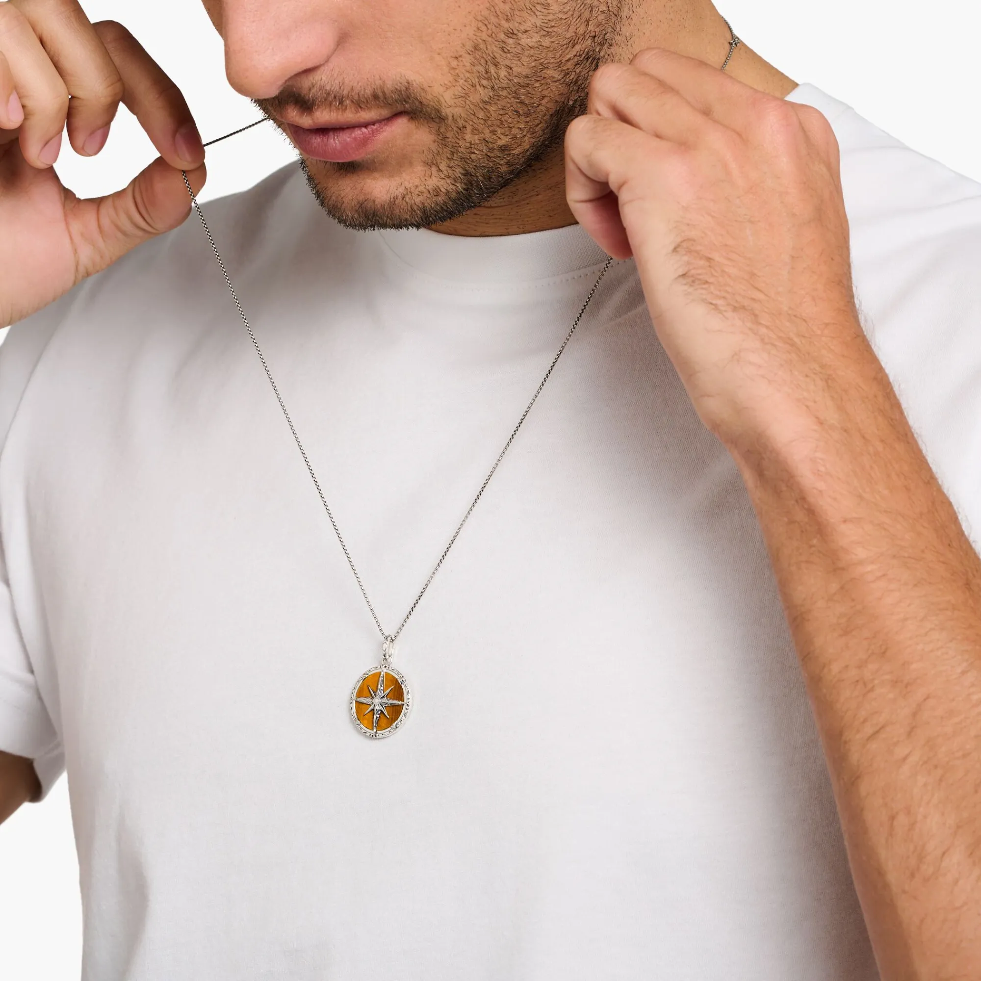 Women THOMAS SABO Pendants|Pendants-Pendant compass tiger‘s eye