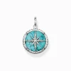 Women THOMAS SABO Pendants|Pendants-Pendant compass turquoise