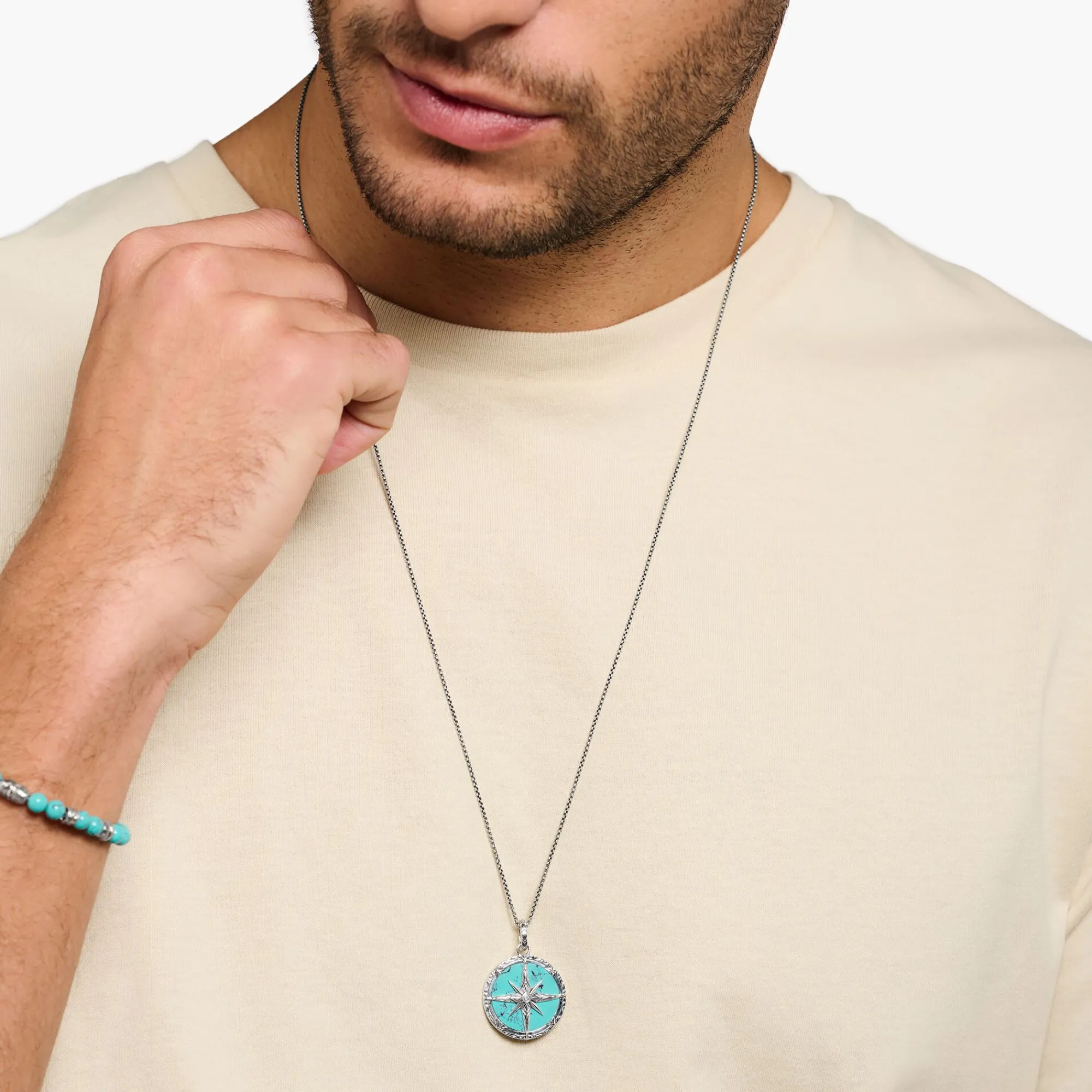 Women THOMAS SABO Pendants|Pendants-Pendant compass turquoise
