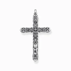 Women THOMAS SABO Pendants|Pendants-Pendant cross black stones silver
