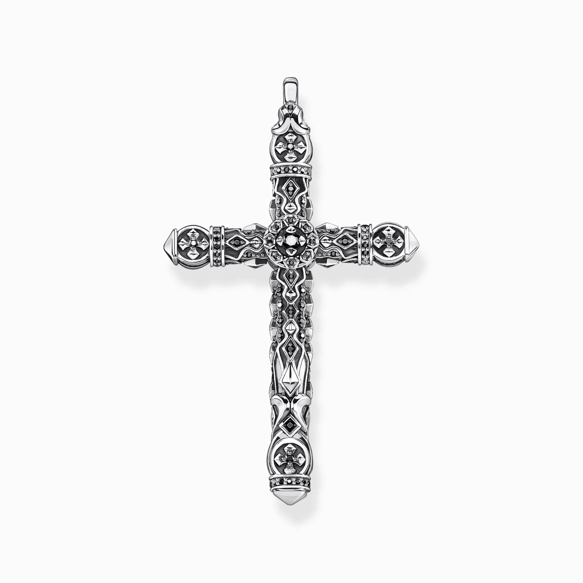 Women THOMAS SABO Pendants|Pendants-Pendant cross black stones silver